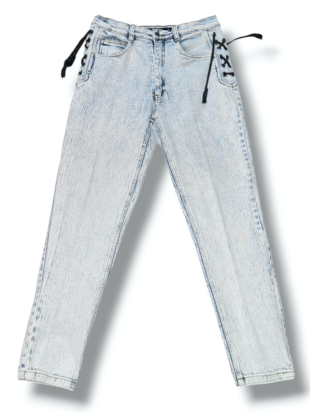 Vasco acid wash high rise side tie jeans